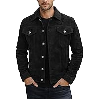 NM-Fashions Mens Suede Leather Trucker Jacket Western Style Cowboy